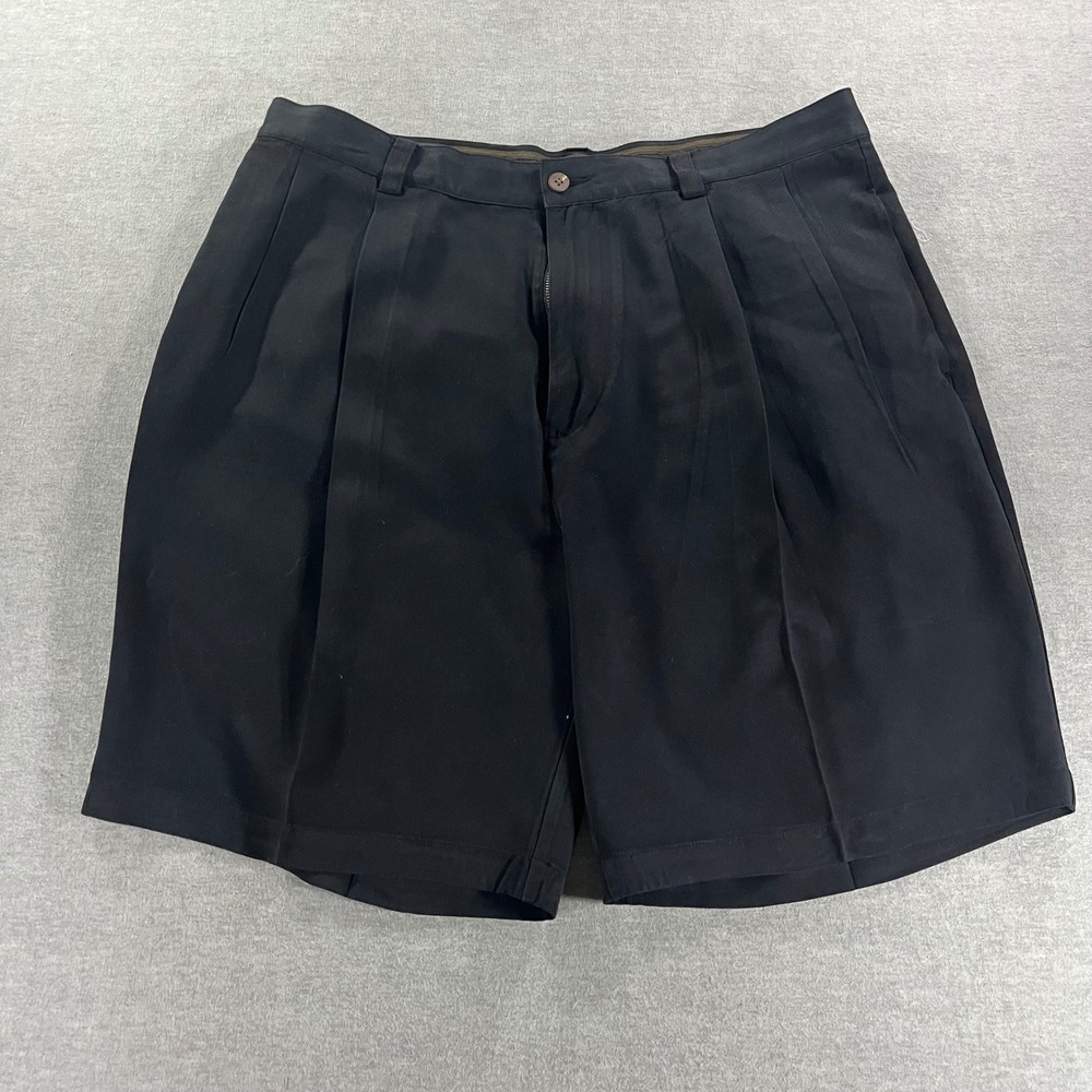 Tommy Bahama Relax Mens 36 Black 100% Silk Pleated Front Casual Shorts